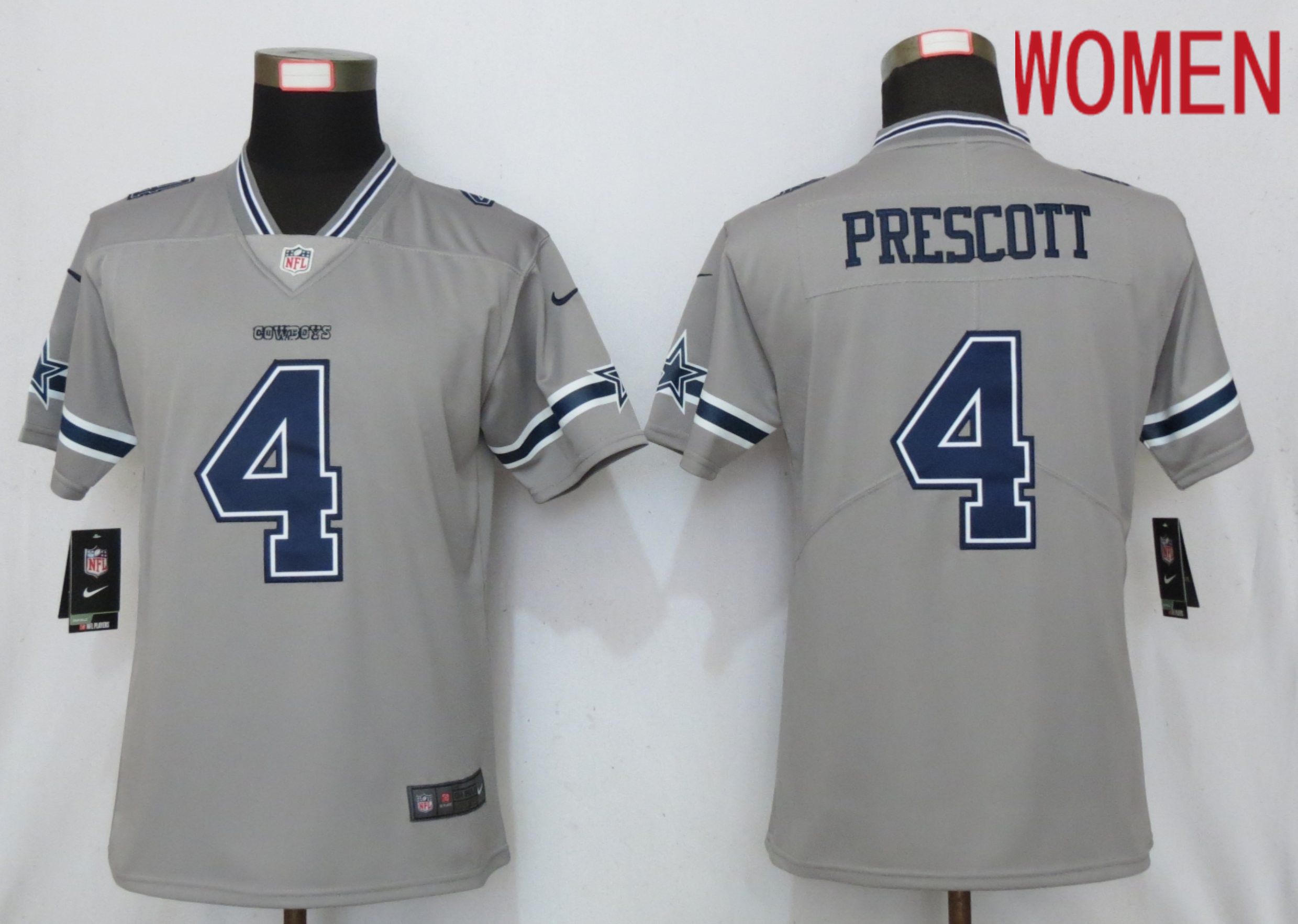Women Dallas Cowboys #4 Prescott 2019 Vapor Untouchable Nike Gray Inverted Elite Playe NFL Jerseys->dallas cowboys->NFL Jersey